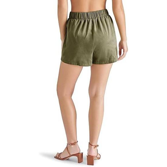 STEVE MADDEN Suede Faux The Record Shorts in Olive Green Night BO303055 Large L - Picture 3 of 4